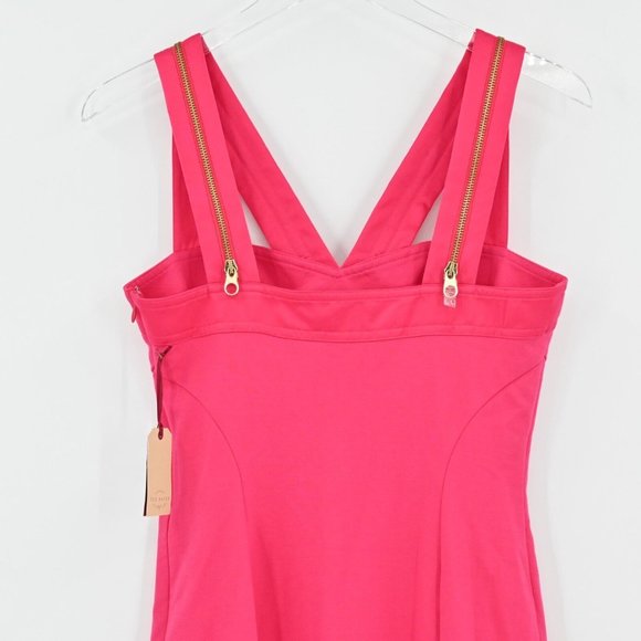 NEW TED BAKER Pink Sweetheart Neckline Mini Dress Zipper Womens Size 2 MSRP $180 - Picture 5 of 8